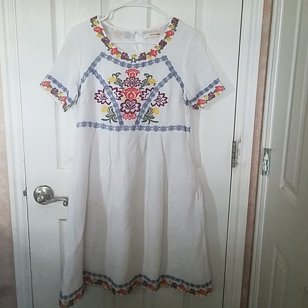Orange creek embroidered dress medium